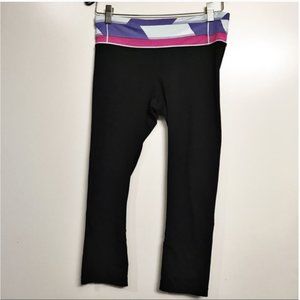 Lululemon | Black Run Inspire High Waist Two Tone Crop Quilted Yoga Leggings, 6